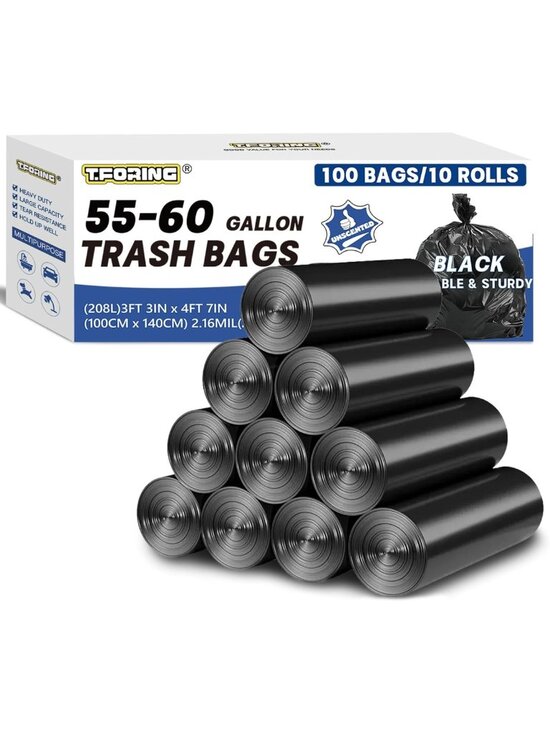 Other - Heavy Duty 55-60 Gallon Trash Bags, 2.1 Mil Thickness, 100 Count, Extra Strong